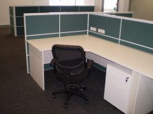 Ecotech Gable Ended Workstations With Ecotech Mobile Ped And Staxis Tile Base Screens. Choice Of Colours